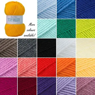 James C Brett Top Value DK Acrylic Wool Yarn Knitting Crochet Craft 100g Ball • £2.15