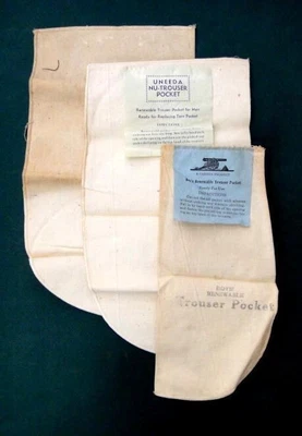 £14.37 • Buy LOT Vintage Antique 3 UNUSED TROUSER SEWING POCKET REPAIR Cannon Uneeda FABRIC