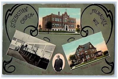 C1910's St. Sebastian Church Multiview Milwaukee Wisconsin WI Antique Postcard • $29.95