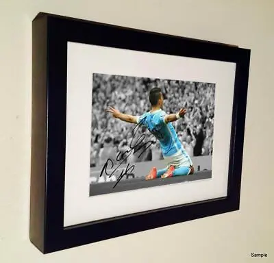 Black Signed Sergio Aguero Manchester City Autographed Photo Picture Frame Print • £20