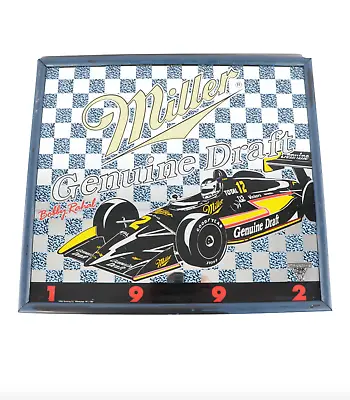 Vtg 90s Miller Brewing Genuine Draft Indy Car Racing Mirrored Wall Sign Man Cave • $89.96