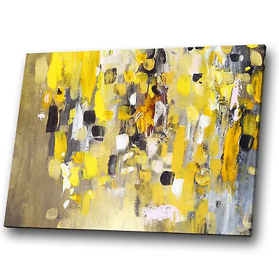 Yellow White Black Grey Abstract Canvas Wall Art Large Picture Prints • £64.99