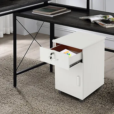 Rolling File Cabinet 3 Drawers Mobile Storage Cabinet Aluminum Alloy MDF Office • $78.01