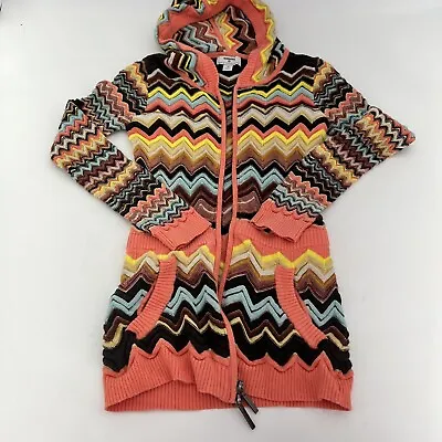 Missoni For Target Sweater Zig Zag Hooded Cardigan Knit  Medium Pink Brown Multi • $29.97