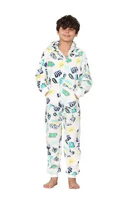 Kids Girls Boys Fleece A2Z Onesie One Piece Level Up Print Pyjamas Age 2-13 Yrs • £9.99