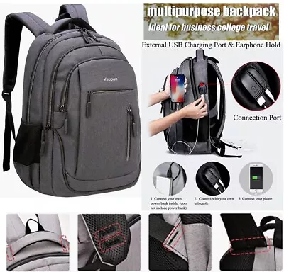 Travel Laptop Backpack School Bags 15.6 Inch With USB Charging Port RFID Pockets • $94.59