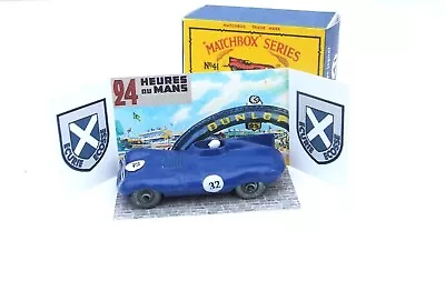 Matchbox 41 Jaguar D Type Ecurie Ecosse Blue/display Plinth + Box Unique Code 3 • $12.32