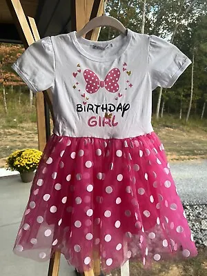 Minnie Mouse Birthday Dress New 5/6 Birthday Girl Pink Polka Dot • $14