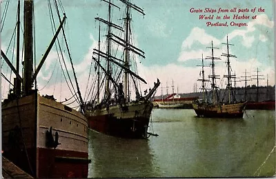 Grain Ships In Harbor At Portland Oregon Vintage Unposted Postcard • $5.99