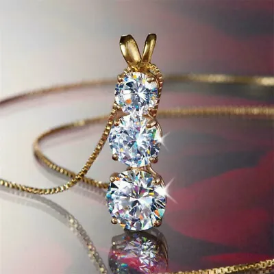 Charm Engagement 18k Yellow Gold Plated Necklaces Pendant Cubic Zirconia Jewelry • $2.11