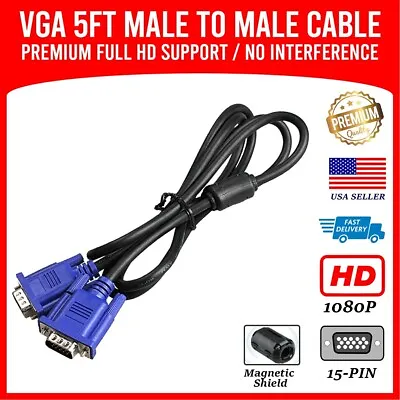 Vga Cable Video Male To Male For PC Monitor TV - SVGA 15 Pin Cord Full HD 1080p • $5.59