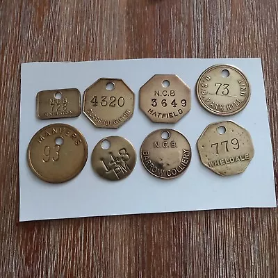 8 X Colliery  Miners NCB Brass Checks Tokens Tally UK 🇬🇧.  • £24.99