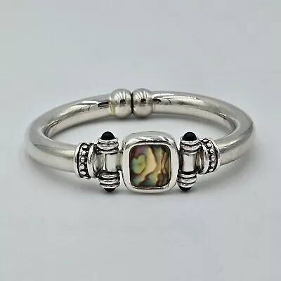 Vintage Y2K Style Abalone Shell Silver Bracelet Hinged With Magnet Clasp #564 • $19.99