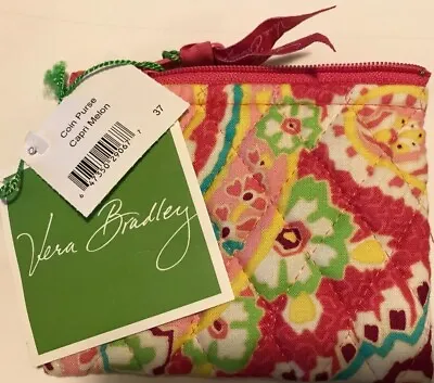 New Vera Bradley Capri Melon Zip Coin Case Rare • $18