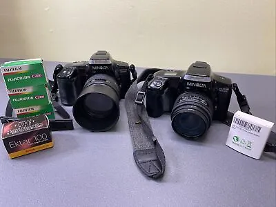 TWO Minolta Maxxum 5000i Film Camera & Lens Quantaray Tech-10 & Sigma UC Zoom • $54.99