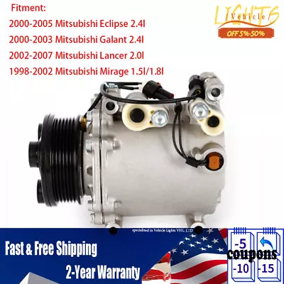 For Mitsubishi Lancer/ Eclipse 2002 2003-2007 A/C AC Air Conditioner Compressor • $94.05