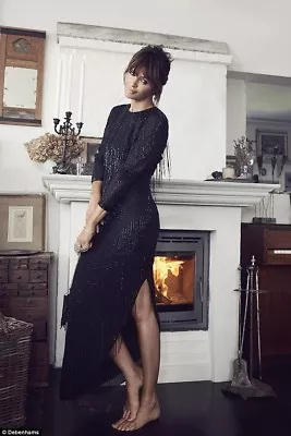 £32 • Buy Matthew Williamson Butterfly Black Long Beaded Dress - Size S