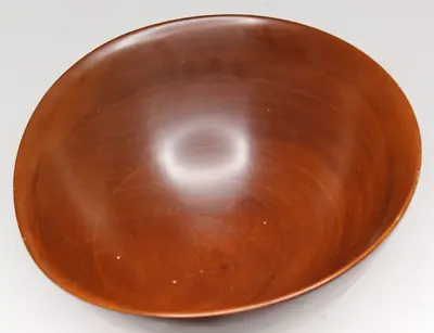 Vintage Crown Silver Inc Mahogany 925 Sterling Base Hand Turned Lg Wood Bowl • $49.87