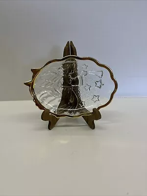 MIKASA Angel Song Gold Trim Clear Glass Candy Sweets Nuts Trinket Dish Christmas • $12.95