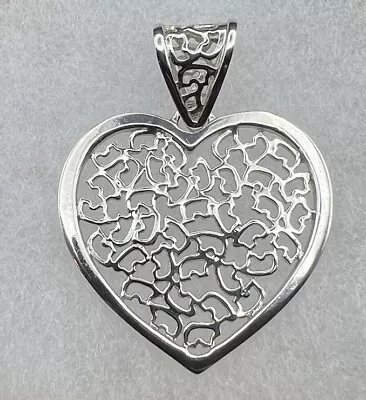 Vail Golden Bear Sterling Silver 925 Large Heart Bear Cutouts Pendant 17.66 Gm. • $52