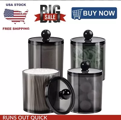 $11.01 • Buy 4 Pack Plastic Acrylic Bathroom Vanity Countertop Canister Jars With Storage Lid