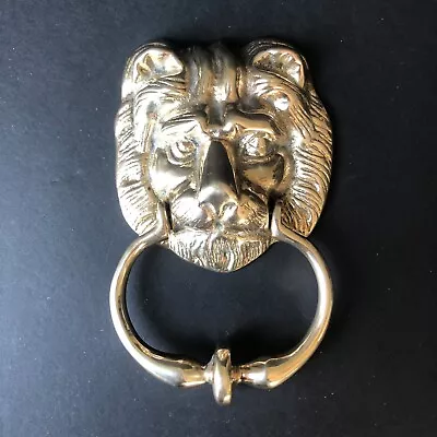 Brass Lion Head Door Knocker Vintage Art Deco Architectural Towel Hanger 7” • $44