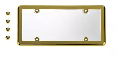 One UNBREAKABLE Clear License Plate Shield Cover & GOLD Frame For FORD • $9.75