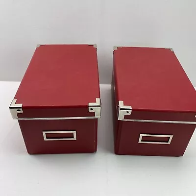 IKEA Kassett CD Boxes Red Storage Box Set 2 Closet Bookcase Organize • £33.72