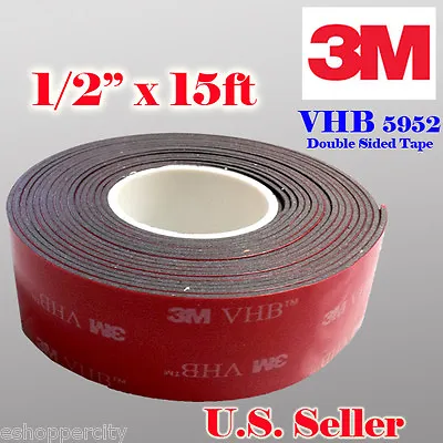 $10.95 • Buy 3M 1/2  X 15 Ft VHB Double Sided Foam Adhesive Tape 5952 Automotive Mounting 0.5