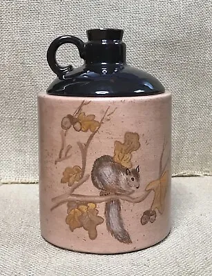 Hand Painted Squirrel In Tree Art Pottery Maple Syrup Jug Container Cottagecore • $30