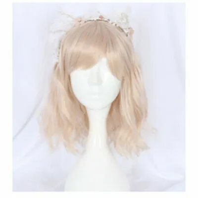 35CM Japanese Lolita Short Curly Bangs Cute Ombre Rainbow Party Cosplay Hair Wig • £16.79