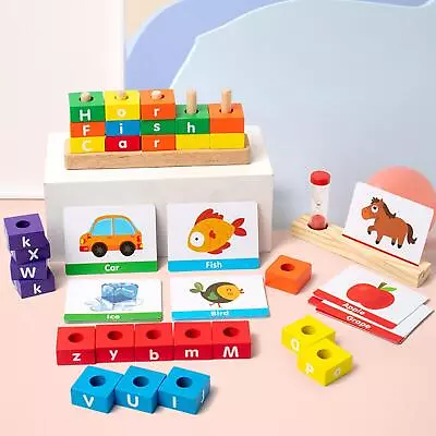 Letter Spelling Block Toy Alphabet Game Montessori For Children Toddler Baby • £15.14