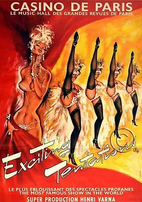 Vintage Casino De Paris Cabaret Show 1960 Print Poster Wall Art Picture A4 + • £4.89