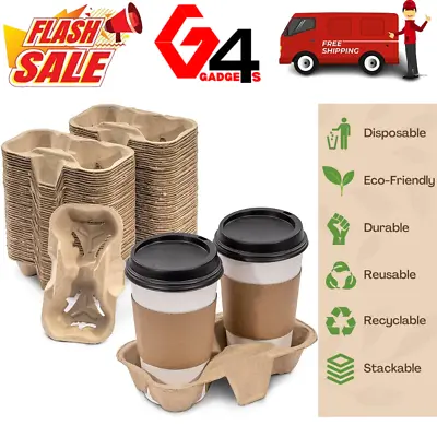 2 Cup Carry Trays Takeaway Cup Holders Cardboard Per 205090100200 300 600 • £49.99