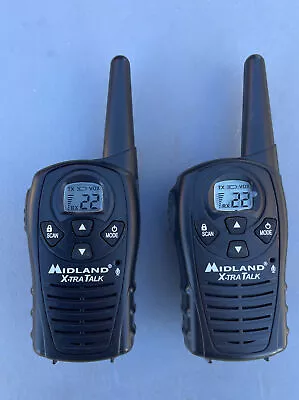 2 Midland X-TRA TALK LXT118 Two Way Radio Black AAA Batteries Not Included—-7 • $20.99