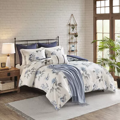 Madison Park Zennia 7 PC Printed Seersucker Comforter Set With Throw Blanket • $109.99