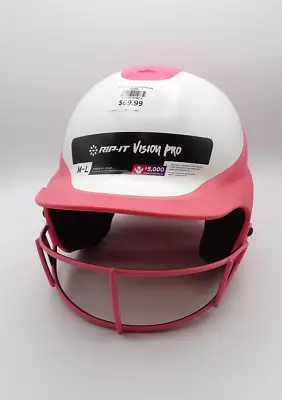 Rip-It Vision Pro Fit Softball Helmet Medium-Large 6 1/ 2 - 7 3/8 - Pink & White • $48