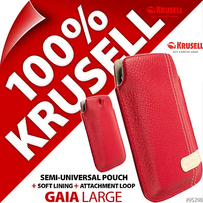 New Krusell Gaia L Large Synthetic Leather Mobile Pouch Case Cover Slim Red • $2.49