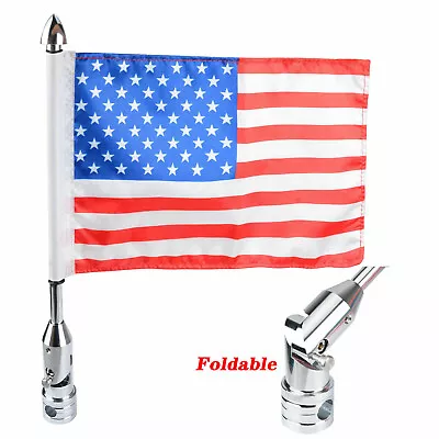 Foldable Motorcycle Flag Pole Mount 6x9  Flag USA For Harley Yamaha Honda • $24.69