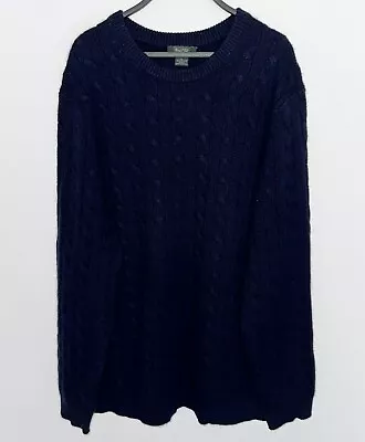 MARSHALL FIELDS 100% Cashmere Pullover Sweater Cable Knit Navy Blue XL • $29.99