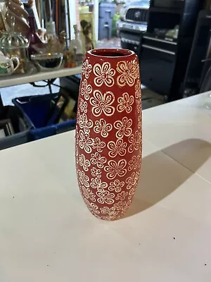 Tall Red And White Flower Vase • $15