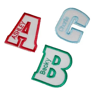 £3.98 • Buy Personalised Embroidery Name In Letter Patch Badge Applique Iron On Sew On 65mm