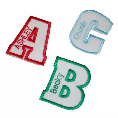 £3.98 • Buy Personalised Embroidery Name In Letter Patch Badge Applique Iron On Sew On 65mm