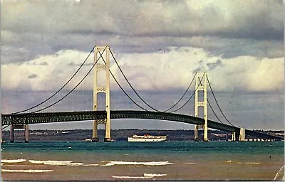 Vintage Postcard Mackinac Bridge The Mighty Mac Michigan Posted 1964 • $4.25