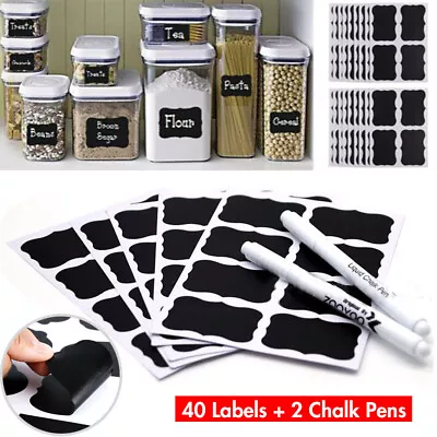 £5.48 • Buy Chalkboard Labels Chalk Stickers BlackBoard Label Kitchen Pantry Mason Jam Jar