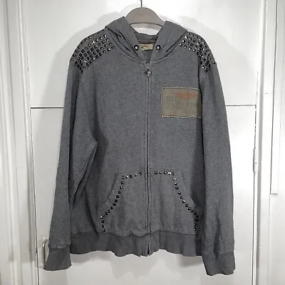 Ed Hardy Vintage Hoodie Grey Zip Up Studded Size 3XL Men’s • £69.99