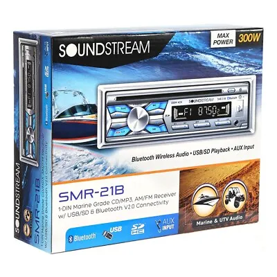 $69.99 • Buy Soundstream SMR-21B 1 DIN Marine Boat CD MP3 WMA Player Bluetooth AUX USB Input