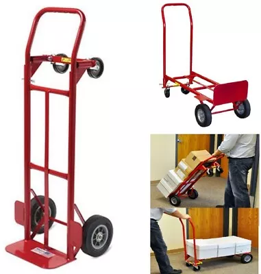 Heavy Duty Hand Truck Dolly Cart Steel Mover 600 Lbs Convertible Hand Truck Red  • $215.99