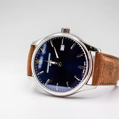 Frederique Constant Classic Midnight Blue Men's Leather Watch FC-220NS5B6B NWT • $355