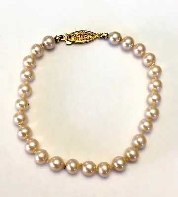 Vintage Signed G.Silver Faux Pearl Bracelet 7.5” • $3.99